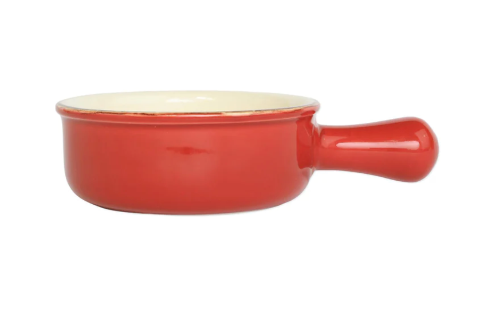 Vietri Italian Small Round with Large Handle Baker in Red