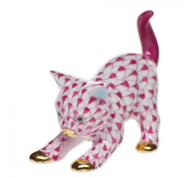 Herend Stretchin Kitty in Pink