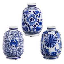 Raz Assorted style Bue and White Vases