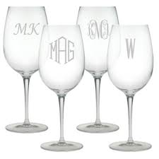 Susquehanna Glass Monogremmed White Wine Glasses (set of 4)