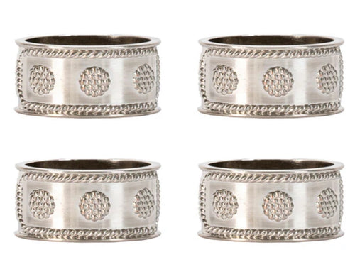 Juliska Berry and Thread Napkin Ring Silver Set of 4