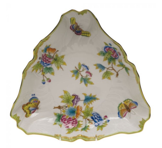 Herend Queen Victoria Green Triangle Dish