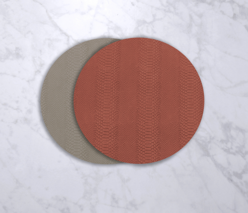 Beatriz Ball Vida Coroc Round Salmon/Gray Reversible Place Mats Set of 4