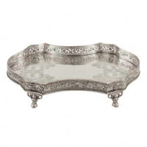 Antiqued Silver Plated Gallery Tray