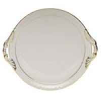 Herend Golden Edge Round Tray with Handles