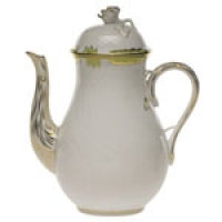Herend Princess Victoria Green Coffee Pot With Rose