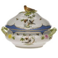 Herend Rothschild Bird Blue Border 4qt Tureen