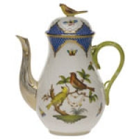 Herend Rothschild Bird Blue Border Coffee Pot