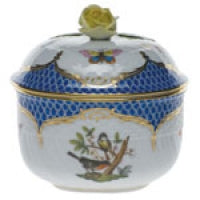 Herend Rothschild Bird Blue Border Covered Sugar