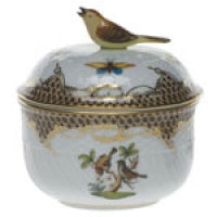 Herend Rothschild Bird Brown Border Covered Sugar