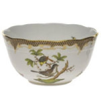 Herend Rothschild Bird Brown Border Round Bowl