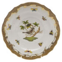 Herend Rothschild Bird Brown Border Salad Plate