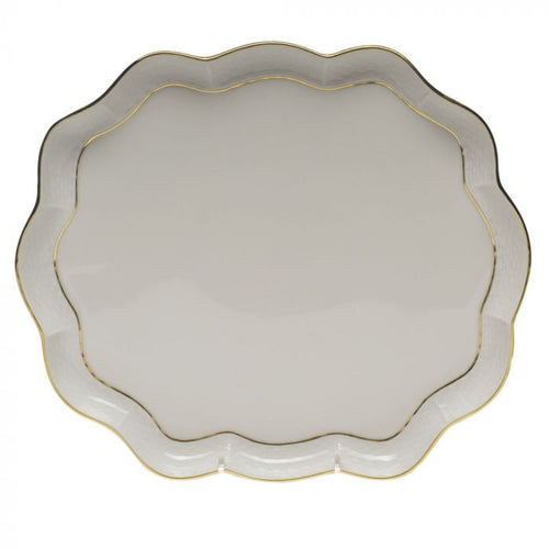 Herend Golden Edge Scalloped Tray
