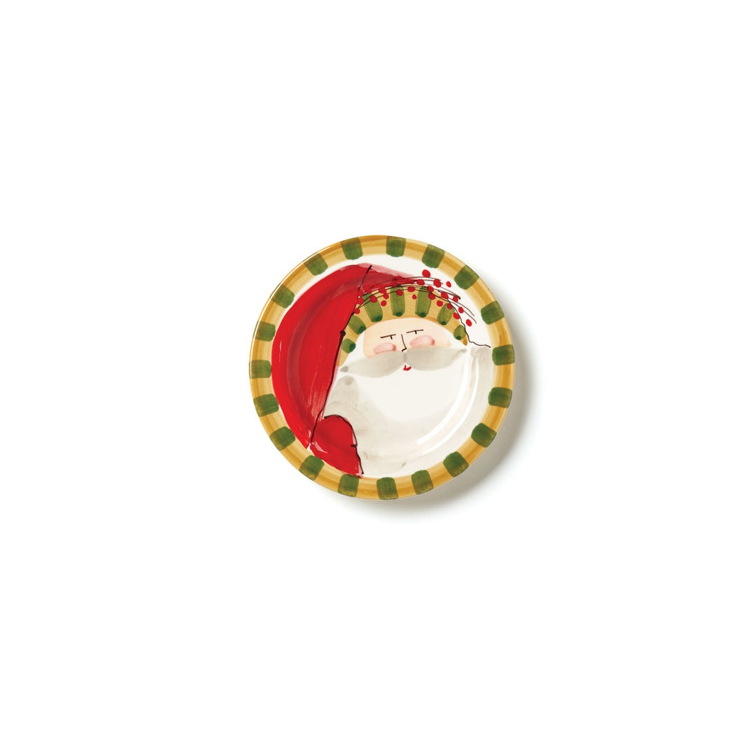 Vietri Old St. Nick Stripe Hat Salad Plate