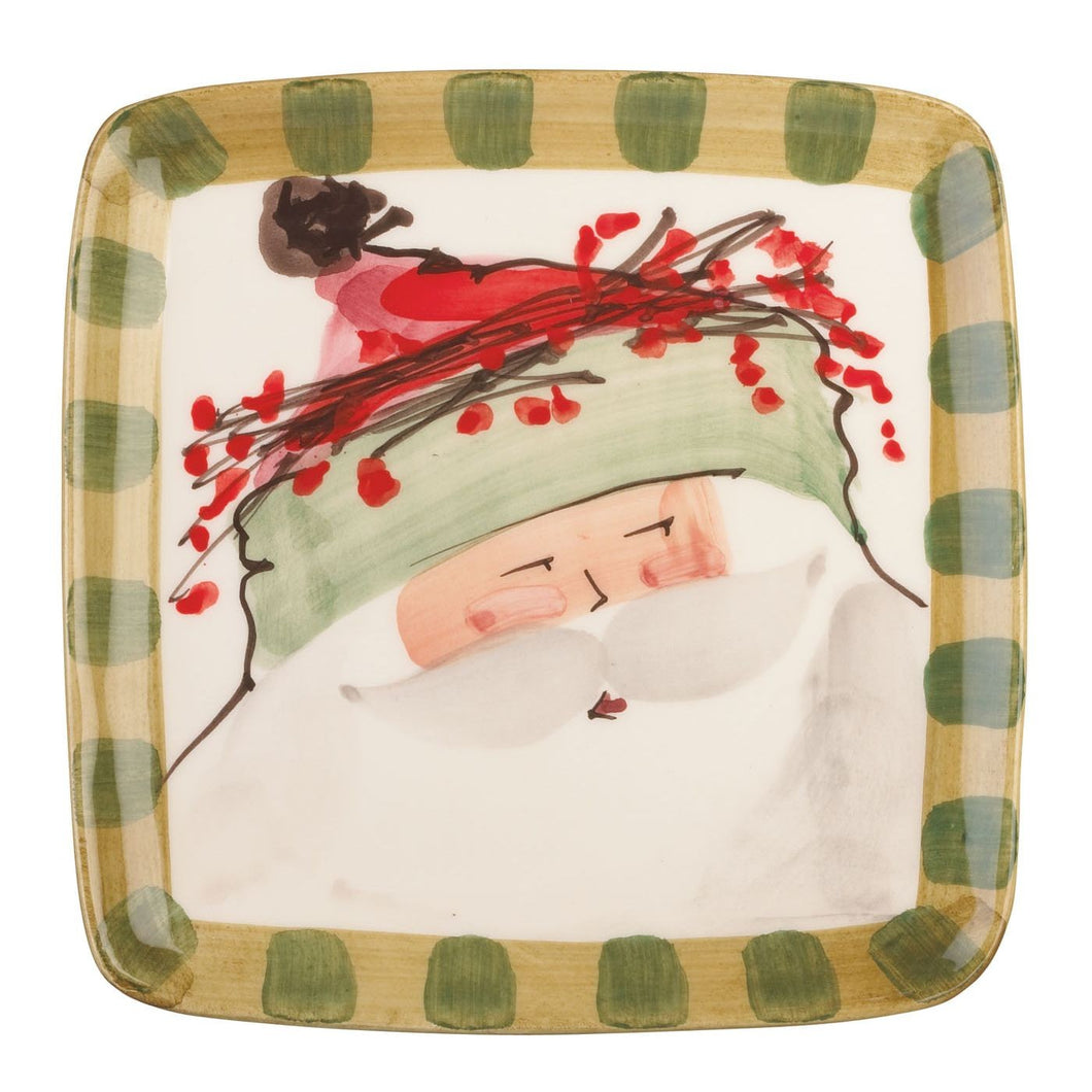 Vietri Old St. Nick Square Green Hat Salad Plate