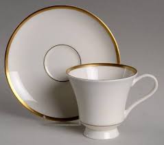 Pickard Signature Monogrammed White With Gold Rim Cup & Saucer