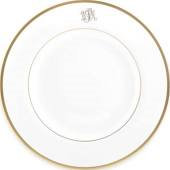 Pickard Signature Monogrammed White With Gold Rim Dinner Plate