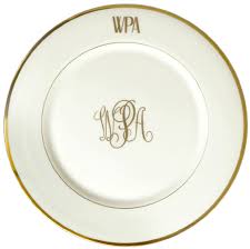 Pickard Signature Monogrammed White With Gold Rim Salad Plate