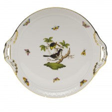 Herend Rothschild Bird Round Tray With Handles